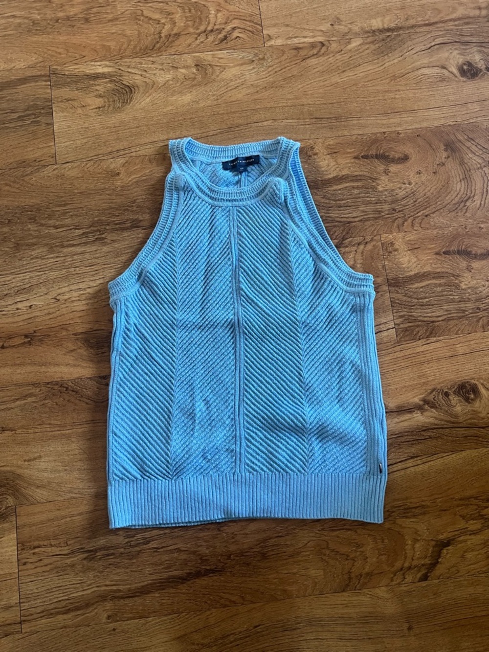 Tommy Hilfiger Light Blue Ribbed Knit Tank